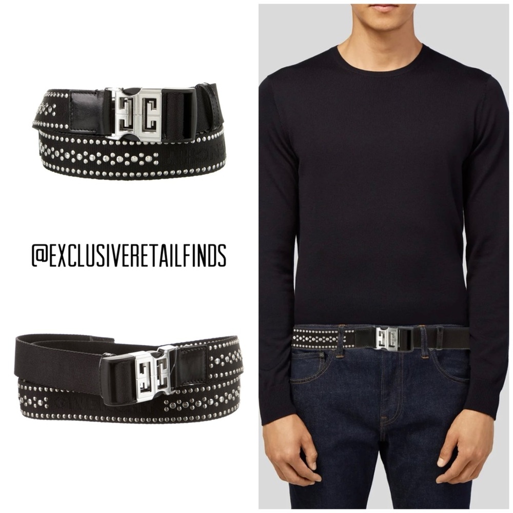 NWT! Men’s Givenchy Studded Logo Belt
